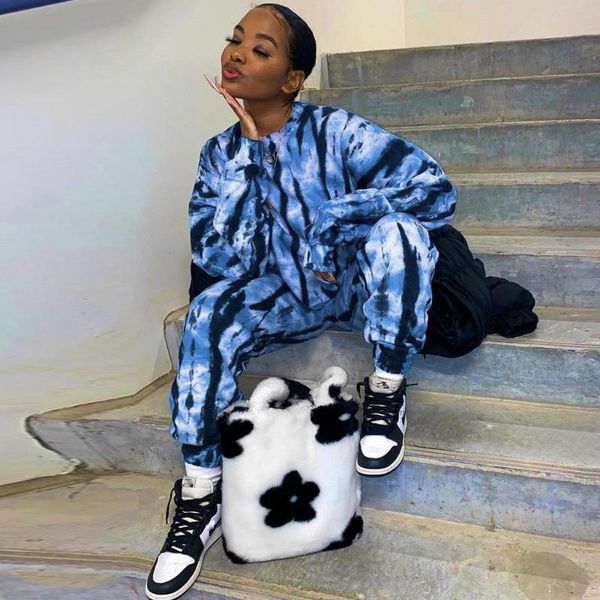 women's two piece pants biker style set festival clothing tie dye print long sleeve sweatshirt and baggy sweatpant casualwear suits, White
women's two piece pants biker style set festival clothing tie dye print long sleeve sweatshirt and baggy sweatpant casualwear suits, White