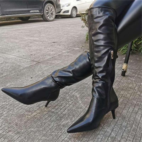 boots coolcept spring autumn women knee fashion pointed toe pleated shoes thin heels casual footwear size 36-46 xg3z, Black
boots coolcept spring autumn women knee fashion pointed toe pleated shoes thin heels casual footwear size 36-46 xg3z, Black
