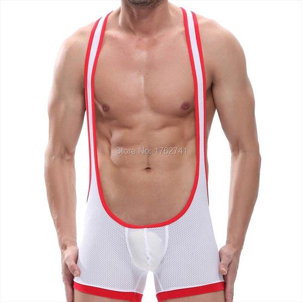 mens wrestling singlet underwear u convex design breathable mesh jumpsuit bodysuit, White;black
mens wrestling singlet underwear u convex design breathable mesh jumpsuit bodysuit, White;black