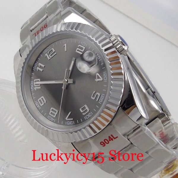 wristwatches grey dial fluted bezel 36mm/39mm men watch 21 jewels miyota 8215 automatic brushed oyster band glide lock calendar, Slivery;brown
wristwatches grey dial fluted bezel 36mm/39mm men watch 21 jewels miyota 8215 automatic brushed oyster band glide lock calendar, Slivery;brown