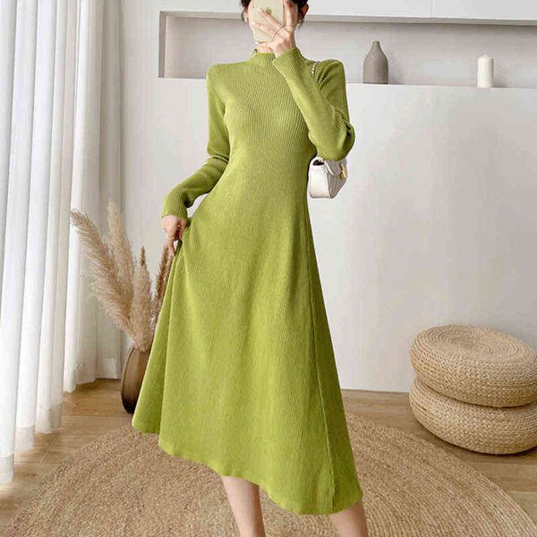 2021 autumn winter new elegant midi long waist sweater dress women's mock neck with coat inner knitted vintage dress vestidos y1204, Black;gray
2021 autumn winter new elegant midi long waist sweater dress women's mock neck with coat inner knitted vintage dress vestidos y1204, Black;gray