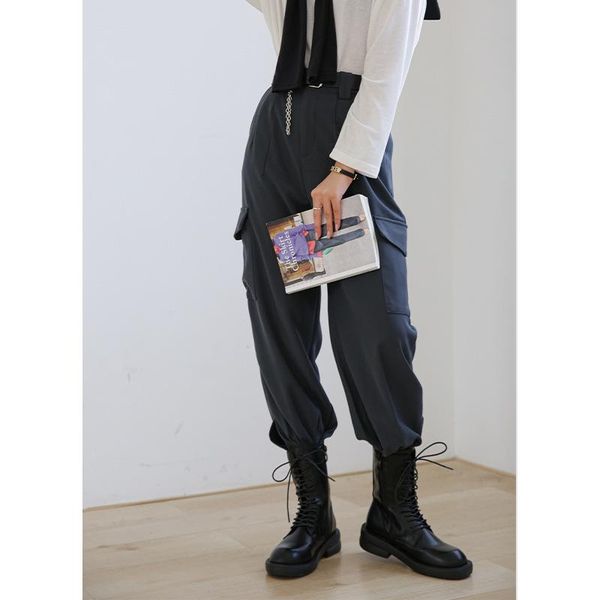 women's pants & capris workwear japanese big pockets buckle casual 2021 autumn korean style lazy wind straight all-match, Black;white
women's pants & capris workwear japanese big pockets buckle casual 2021 autumn korean style lazy wind straight all-match, Black;white