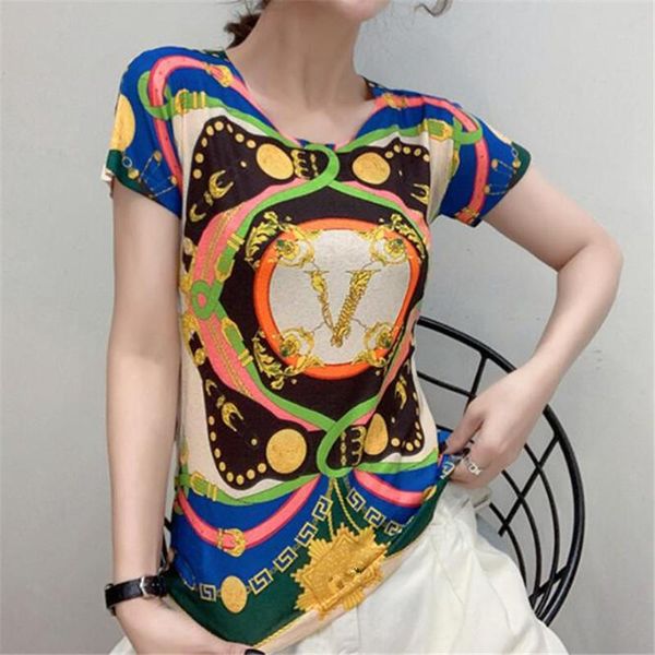 women's t-shirt fashion color abstract print casual clothing 2021 summer cotton yarn clothes o-neck short sleeve, White
women's t-shirt fashion color abstract print casual clothing 2021 summer cotton yarn clothes o-neck short sleeve, White