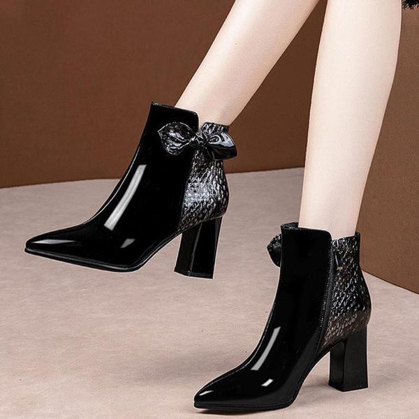boots women ladies solid color side zip bow decoration snake pattern square heel high fashion bare booties female 2021, Black
boots women ladies solid color side zip bow decoration snake pattern square heel high fashion bare booties female 2021, Black