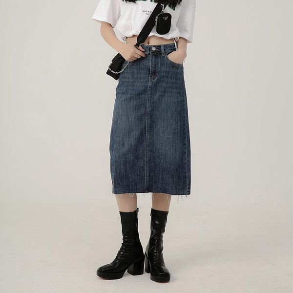 dark blue skirt 2021 autumn women's straight mid-length elastic waist stretch denim skirts, Black
dark blue skirt 2021 autumn women's straight mid-length elastic waist stretch denim skirts, Black