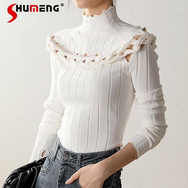 twist kint sweater for women turtleneck long sleeve hollow out knitted female fashion knitwear women's sweaters, White;black
twist kint sweater for women turtleneck long sleeve hollow out knitted female fashion knitwear women's sweaters, White;black