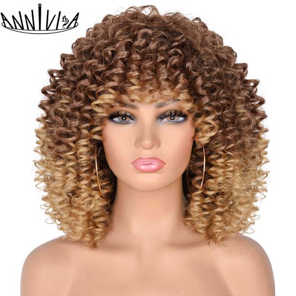short afro kinky curly wigs with bangs for black women african synthetic ombre glueless heat resistan natural hair annivia, Black;brown
short afro kinky curly wigs with bangs for black women african synthetic ombre glueless heat resistan natural hair annivia, Black;brown