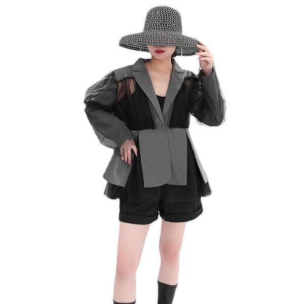 women's suits & blazers gray mesh oversize irregular women elegant lapel long sleeve loose fit jackets fashion spring autumn 2021 women, White;black
women's suits & blazers gray mesh oversize irregular women elegant lapel long sleeve loose fit jackets fashion spring autumn 2021 women, White;black
