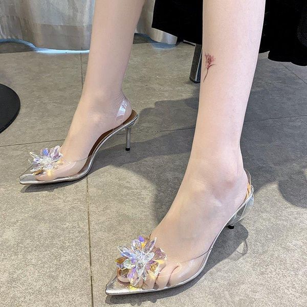 rimocy 2021 summer transparent pvc sandals women silver crystal flower high heels shoes woman thin heeled pointed toe pumps dress, Black
rimocy 2021 summer transparent pvc sandals women silver crystal flower high heels shoes woman thin heeled pointed toe pumps dress, Black