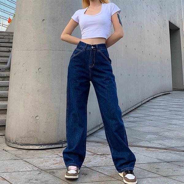 women casual jeans, dark blue high waist straight-leg long pants with pockets, s/ / l/ xl women's jeans
women casual jeans, dark blue high waist straight-leg long pants with pockets, s/ / l/ xl women's jeans