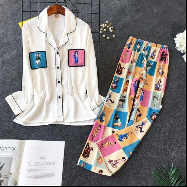 daeyard pajamas set silk shirts womens sleepwears and pants 2pcs girls cute nightie sleepwear contrast color casual home pj, Black;red
daeyard pajamas set silk shirts womens sleepwears and pants 2pcs girls cute nightie sleepwear contrast color casual home pj, Black;red