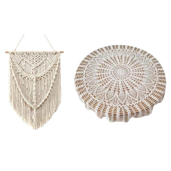 table cloth 1 pcs macrame wall hanging tapestry 50x70cm & handmade crochet tablecloth round coffee cover
table cloth 1 pcs macrame wall hanging tapestry 50x70cm & handmade crochet tablecloth round coffee cover