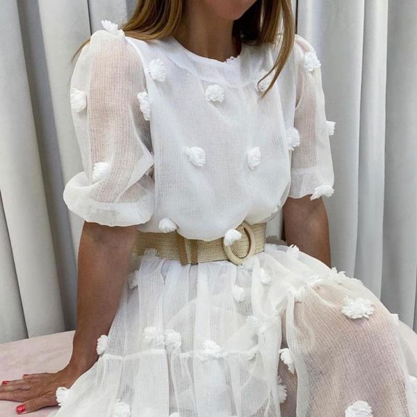 casual dresses 2021 women round neck short sleeve dress ladies puff loose net yarn small flower ball for beach party, Black;gray
casual dresses 2021 women round neck short sleeve dress ladies puff loose net yarn small flower ball for beach party, Black;gray