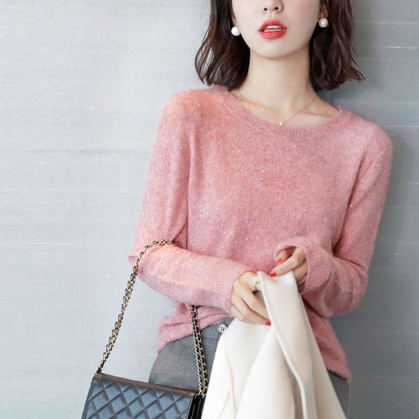 golden sequin sweater loose outer wear spring and autumn style long sleeve knitted bottomed top, White;black
golden sequin sweater loose outer wear spring and autumn style long sleeve knitted bottomed top, White;black