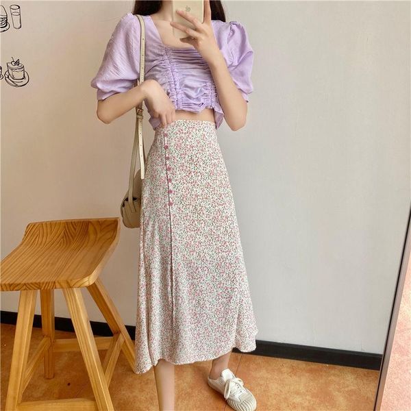 skirts small floral chiffon skirt women's 2021 summer artistic temperament high waist thin split long, Black
skirts small floral chiffon skirt women's 2021 summer artistic temperament high waist thin split long, Black