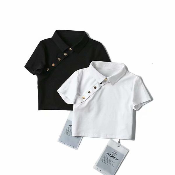 women's t-shirt summer polo collar slant breasted sleeve slim fit short open navel 0dko, White
women's t-shirt summer polo collar slant breasted sleeve slim fit short open navel 0dko, White