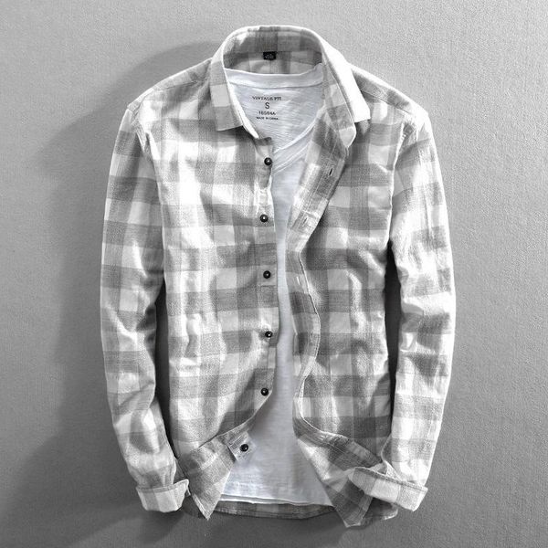 men's casual shirts blouse cotton linen shirt slim sleeve tee autumn handsome men plaid button up, White;black
men's casual shirts blouse cotton linen shirt slim sleeve tee autumn handsome men plaid button up, White;black
