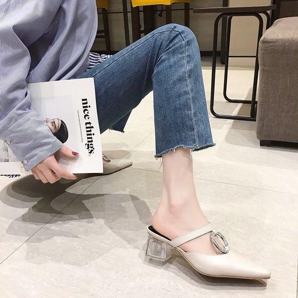 summer style rhinestone temperament pointed outer wear lazy slippers thick heel baotou sandals and female x311, Black
summer style rhinestone temperament pointed outer wear lazy slippers thick heel baotou sandals and female x311, Black