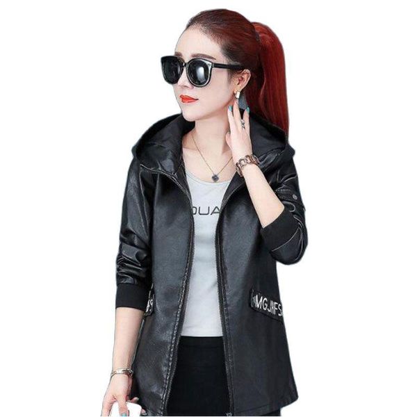 women's leather & faux 2021 autumn winter plus velvet thicken female jacket mid-length zipper water wash loose trench coat, Black
women's leather & faux 2021 autumn winter plus velvet thicken female jacket mid-length zipper water wash loose trench coat, Black