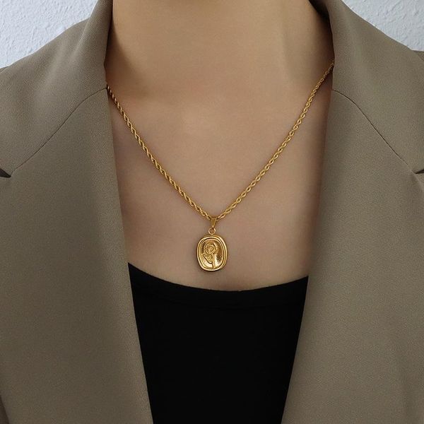 pendant necklaces luxury french sunflower mums oval square 18k golden chain necklace for girls beautiful stainless steel women's jewelr, Silver
pendant necklaces luxury french sunflower mums oval square 18k golden chain necklace for girls beautiful stainless steel women's jewelr, Silver