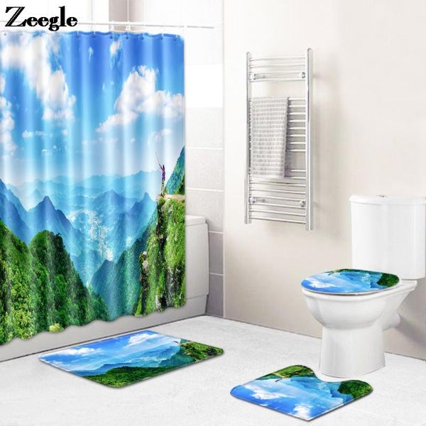home decor bathroom carpet rug absorbent u-shaped toilet foot mat set landscape printing shower curtain and bath mats
home decor bathroom carpet rug absorbent u-shaped toilet foot mat set landscape printing shower curtain and bath mats