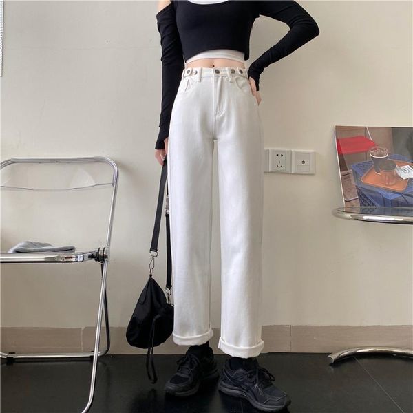 women's jeans fall high waist white denim pants 2021 solid all match straight trousers women casual office lady simple autumn, Blue
women's jeans fall high waist white denim pants 2021 solid all match straight trousers women casual office lady simple autumn, Blue