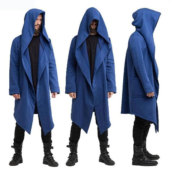 men's hoodies & sweatshirts 2021 autumn long mantle outerwear solid color hooded streetwear male loose sweatshirt mediaeval cloak, Black
men's hoodies & sweatshirts 2021 autumn long mantle outerwear solid color hooded streetwear male loose sweatshirt mediaeval cloak, Black