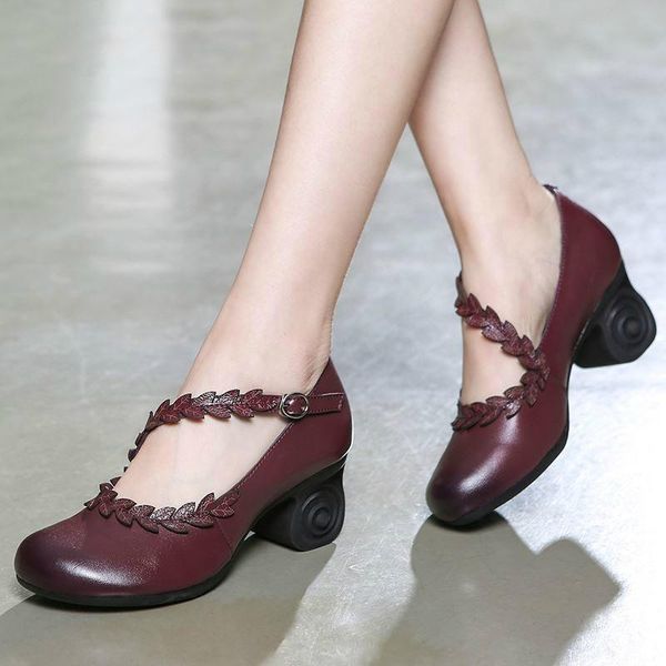 women retroelegant pumps genuine leather platform square heel round toe leaf buckle casual ladies shoes zapatos de mujer dress, Black
women retroelegant pumps genuine leather platform square heel round toe leaf buckle casual ladies shoes zapatos de mujer dress, Black