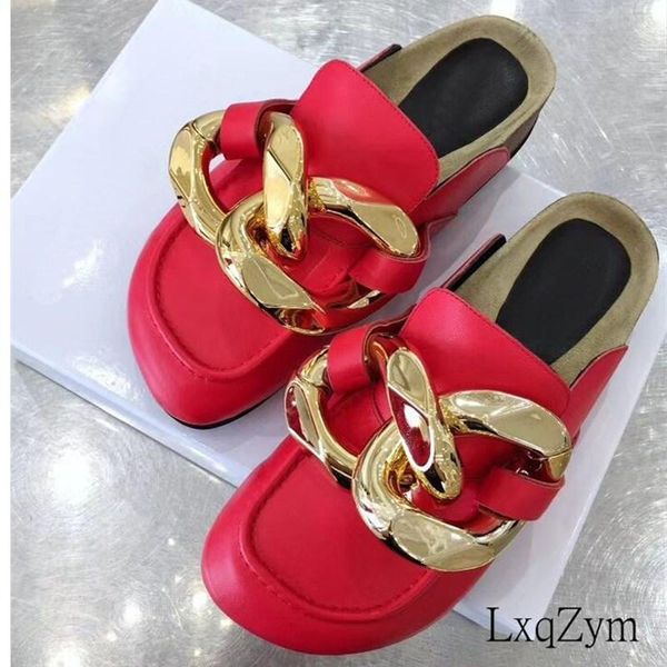 plus size 34~44 gold chain decor round toe flat mules lazy loafers shoes women men outdoor genuine leather casual slippers, Black
plus size 34~44 gold chain decor round toe flat mules lazy loafers shoes women men outdoor genuine leather casual slippers, Black