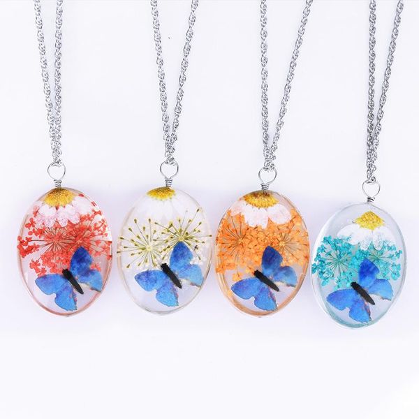 pendant necklaces houbian crystal glass dry flower necklace creative handmade butterfly lace jewelry wholesale, Silver
pendant necklaces houbian crystal glass dry flower necklace creative handmade butterfly lace jewelry wholesale, Silver