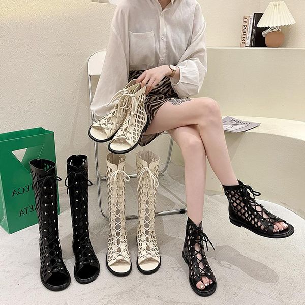 boots 2021 wind cut open women's toe sandals summer cross strap back zipper roman shoes flat, Black
boots 2021 wind cut open women's toe sandals summer cross strap back zipper roman shoes flat, Black