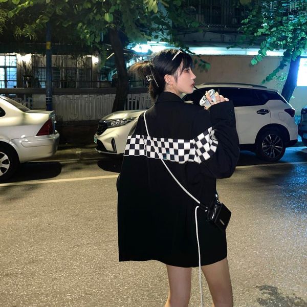 women's suits & blazers lady checkerboard blazer female design feeling the spring and autumn period loose stitching leisure suit jacket, White;black
women's suits & blazers lady checkerboard blazer female design feeling the spring and autumn period loose stitching leisure suit jacket, White;black