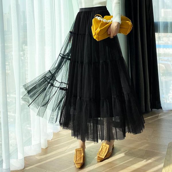 skirts 2021 spring women long mesh maxi skirt slim a line pleated 3 layered party princess casual femme tulle, Black
skirts 2021 spring women long mesh maxi skirt slim a line pleated 3 layered party princess casual femme tulle, Black
