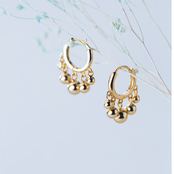 925 sterling silver five small round ball pendant hoops earings gold color plated ear rings earrings for women fine jewelry, Golden
925 sterling silver five small round ball pendant hoops earings gold color plated ear rings earrings for women fine jewelry, Golden
