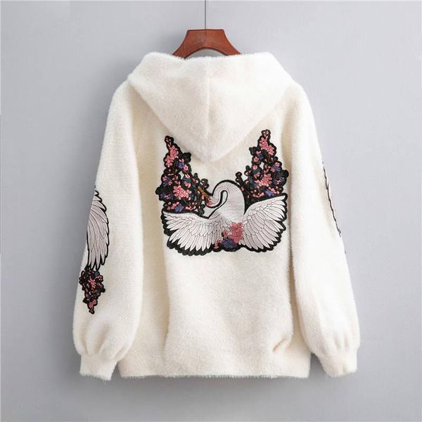 women's fur & faux 2021 female autumn and winter models short hooded jacket long-sleeved solid color embroidery animal knit cardigan sw, Black
women's fur & faux 2021 female autumn and winter models short hooded jacket long-sleeved solid color embroidery animal knit cardigan sw, Black