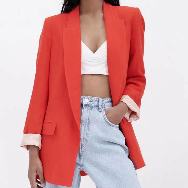 women's suits & blazers spring 2021 fashion blazer lapel loose solid color single-breasted pocket decoration, White;black
women's suits & blazers spring 2021 fashion blazer lapel loose solid color single-breasted pocket decoration, White;black