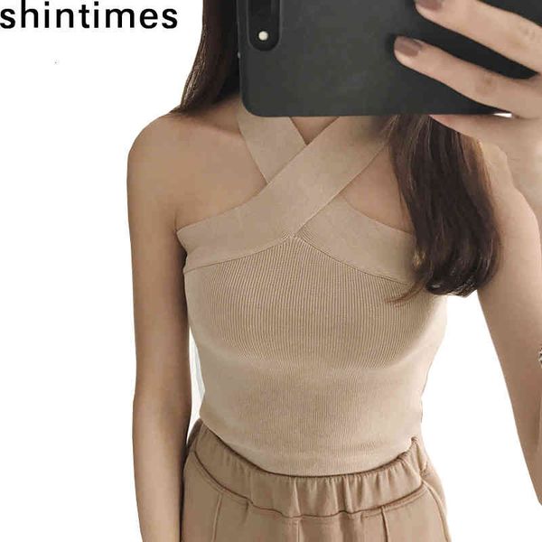 women's tanks & camis shintimes summer tank knitting off shoulder hanging neck cross halter white slim debardeur fem
women's tanks & camis shintimes summer tank knitting off shoulder hanging neck cross halter white slim debardeur fem