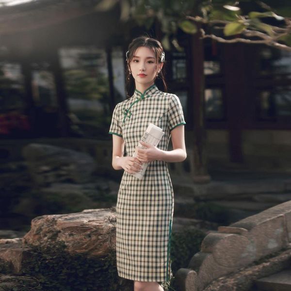 ethnic clothing young girl summer dress elegant plaid cheongsam 2021 retro qipao green improved modern oriental, Red
ethnic clothing young girl summer dress elegant plaid cheongsam 2021 retro qipao green improved modern oriental, Red