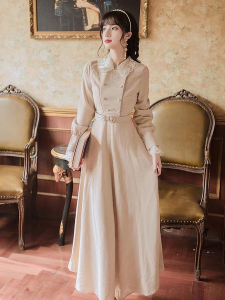 fashion women's clothing turn-down collar full vintage dress casual dresses, Black;gray
fashion women's clothing turn-down collar full vintage dress casual dresses, Black;gray