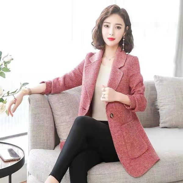 women's suits & blazers high-quality houndstooth suit jacket female one-button autumn and winter slim slimmer korean style top, White;black
women's suits & blazers high-quality houndstooth suit jacket female one-button autumn and winter slim slimmer korean style top, White;black