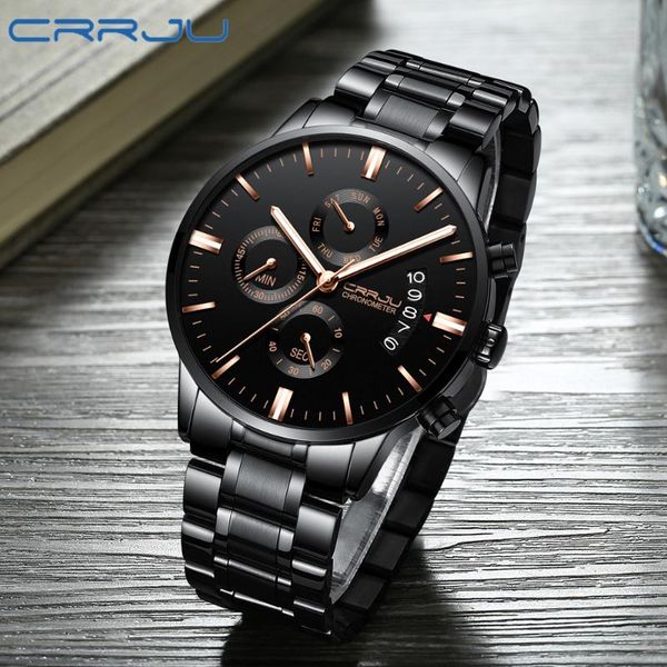 wristwatches crrju men stainless steel quartz watch waterproof multi-function chronograph date wristwatch sport reloj hombre, Slivery;brown
wristwatches crrju men stainless steel quartz watch waterproof multi-function chronograph date wristwatch sport reloj hombre, Slivery;brown