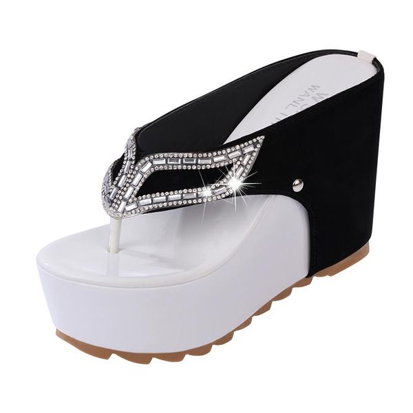 slippers charming 2021 thick bottom platform flip flops rhinestone wedge heel shoes patchwork woman summer sandals, Black
slippers charming 2021 thick bottom platform flip flops rhinestone wedge heel shoes patchwork woman summer sandals, Black