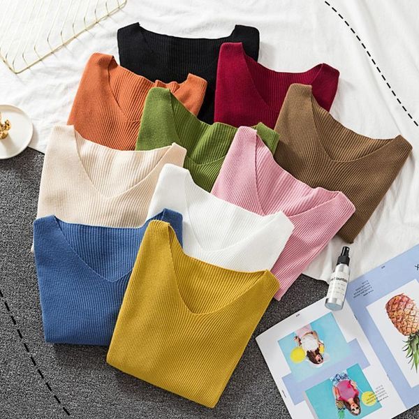 v neck autumn winter pullover womens sweater fashion knitted long sleeves pull femme jumper green beige white, White;black
v neck autumn winter pullover womens sweater fashion knitted long sleeves pull femme jumper green beige white, White;black