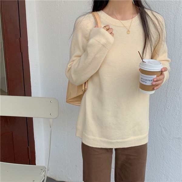 sweaters spring autumn women solid color o-neck pullovers casual loose long sleeve sweater, White;black
sweaters spring autumn women solid color o-neck pullovers casual loose long sleeve sweater, White;black