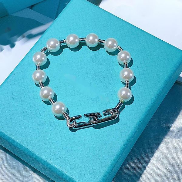 925 silver pearl bracelets strands women simple summer bracelet designer beaded no box, Black
925 silver pearl bracelets strands women simple summer bracelet designer beaded no box, Black