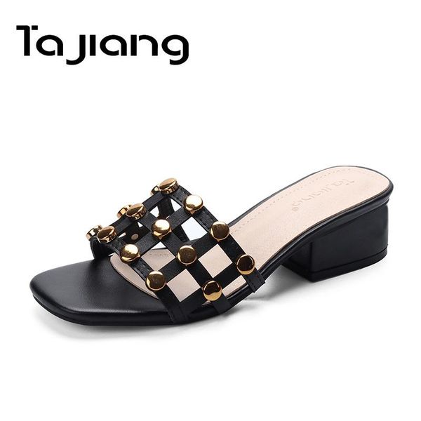 ta jiang genuine cow leather rivets women sandals summer shoes woman square high heels gladiator ladies beach slippers, Black
ta jiang genuine cow leather rivets women sandals summer shoes woman square high heels gladiator ladies beach slippers, Black