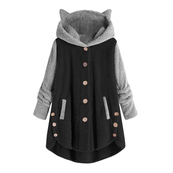 ladies hoodies sweatshirt button coat patchworl hooded pullover loose blouse plus size 210809, Black
ladies hoodies sweatshirt button coat patchworl hooded pullover loose blouse plus size 210809, Black