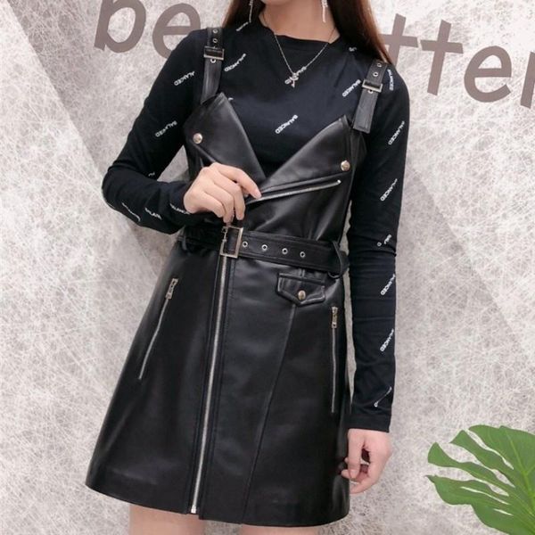 casual dresses women fashion zipper sheepskin genuine leather straps dress ladies belted slim fit lapel collar suspenders punk short, Black;gray
casual dresses women fashion zipper sheepskin genuine leather straps dress ladies belted slim fit lapel collar suspenders punk short, Black;gray