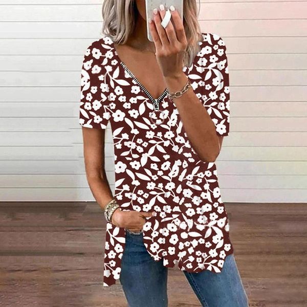 women's t-shirt v-neck zipper t shirt women 2021 floral prints tee leopard summer casual short-sleeve loose streetwear, White
women's t-shirt v-neck zipper t shirt women 2021 floral prints tee leopard summer casual short-sleeve loose streetwear, White