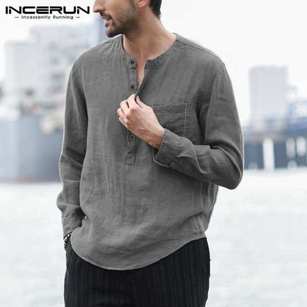 autumn long sleeve shirt incerun vintage buttons up chemise breathable cotton pockets blusas men shirts men's casual, White;black
autumn long sleeve shirt incerun vintage buttons up chemise breathable cotton pockets blusas men shirts men's casual, White;black